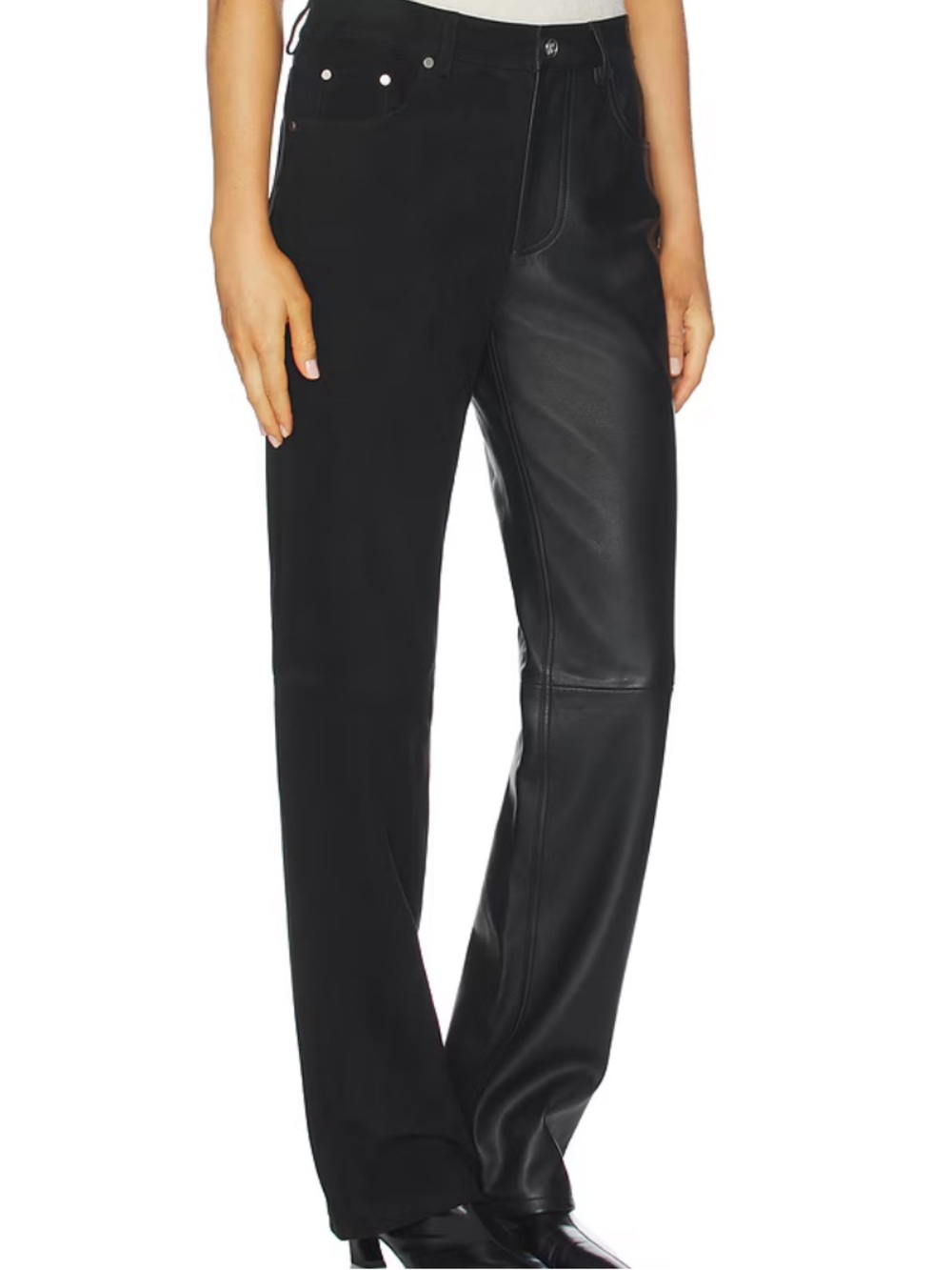 Helmut Lang Black Two-Tone Straight Leg Pants